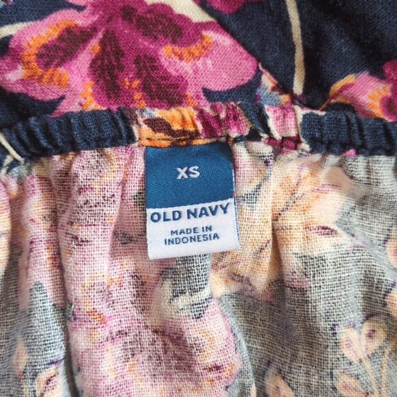 Old Navy Floral Sundress Sz XS Linen Rayon Blend Farmhouse Country Romantic Cott - Picture 4 of 5